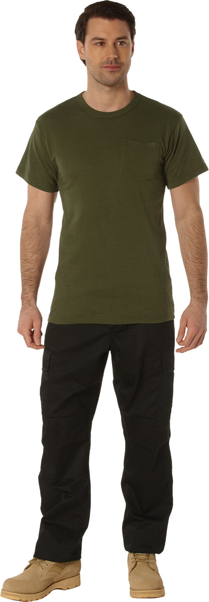 Olive Drab - Cotton / Polyester Pocket T-Shirt