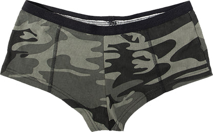Black Camo Women’s “Booty Camp” Booty Shorts – Cotton Spandex Lounge Shorts