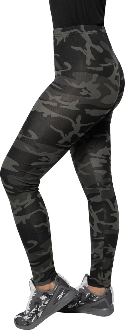 Black Camo - Womens Camo Leggings Stretch Army Spandex Thin Workout Pants