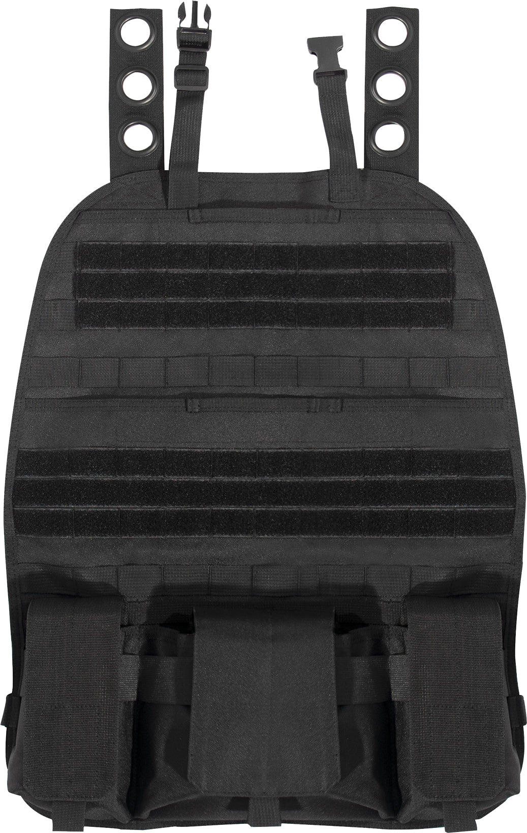 Black - Tactical Car Seat Panel Pouches Organizer for Car Back Seat with MOLLE Loops