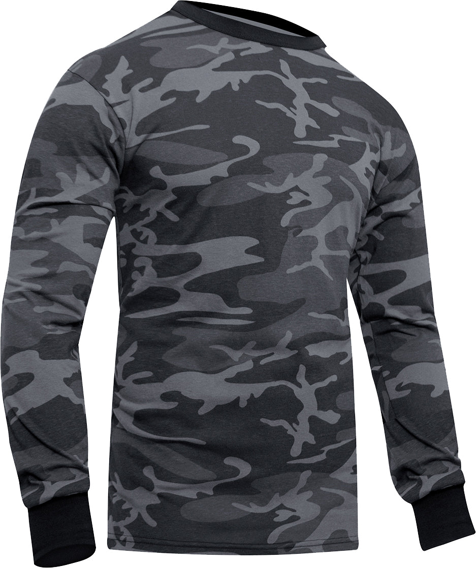 Black Camo - Tactical Long Sleeve T-Shirt, Poly/Cotton