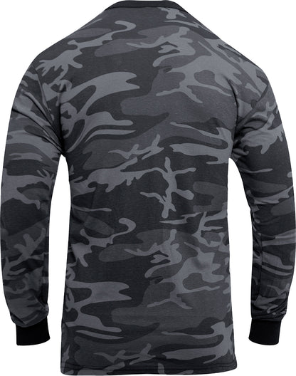 Black Camo - Tactical Long Sleeve T-Shirt, Poly/Cotton