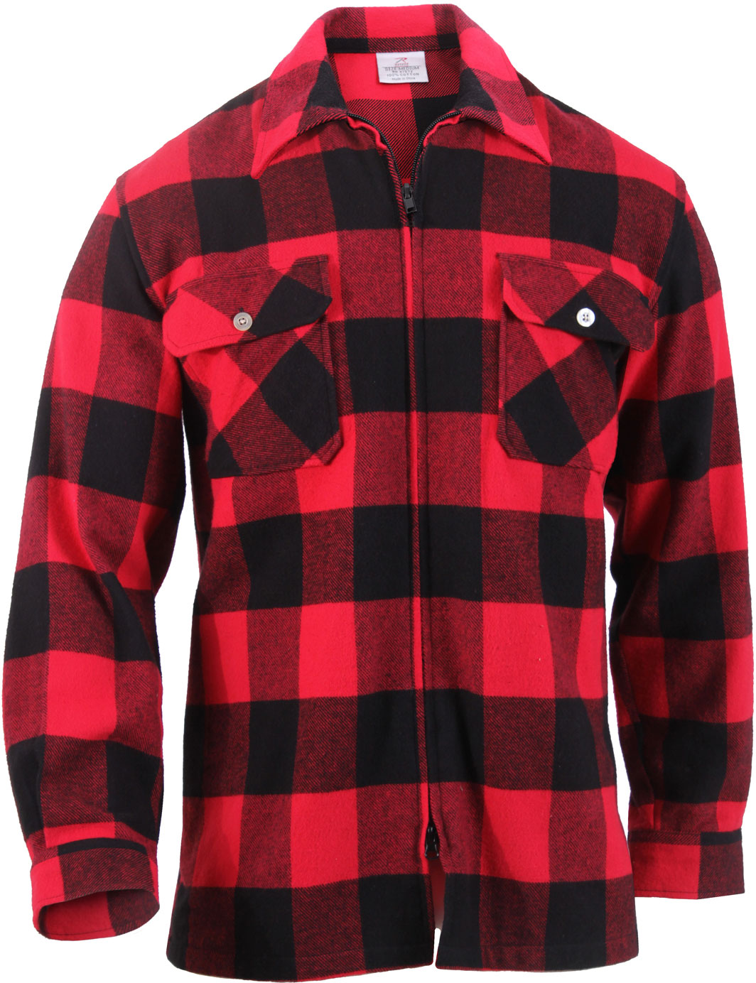 Red - Concealed Carry Flannel Shirt - Full Zip Heavyweight Plaid Jacket