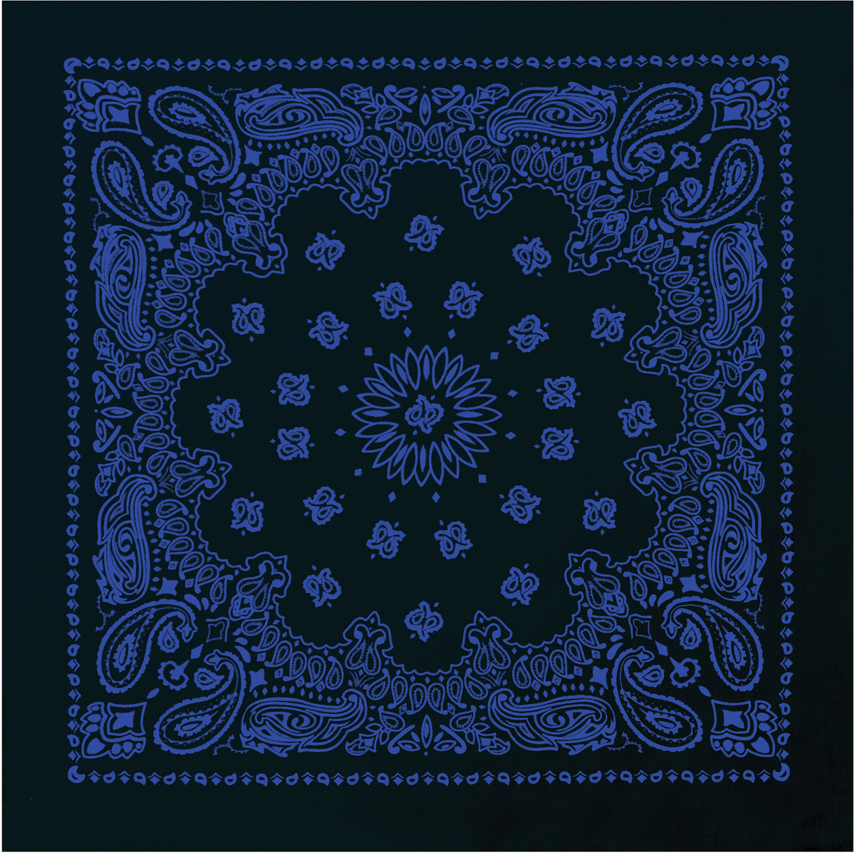 Black & Blue - Trainmen Paisley Bandana, 100% Cotton, 22" x 22"