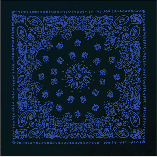 Black & Blue - Trainmen Paisley Bandana, 100% Cotton, 22" x 22"