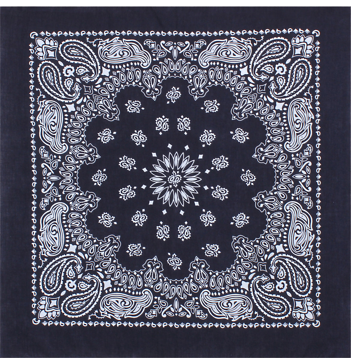 Navy Blue - Trainmen Paisley Bandana, 100% Cotton, 22" x 22"