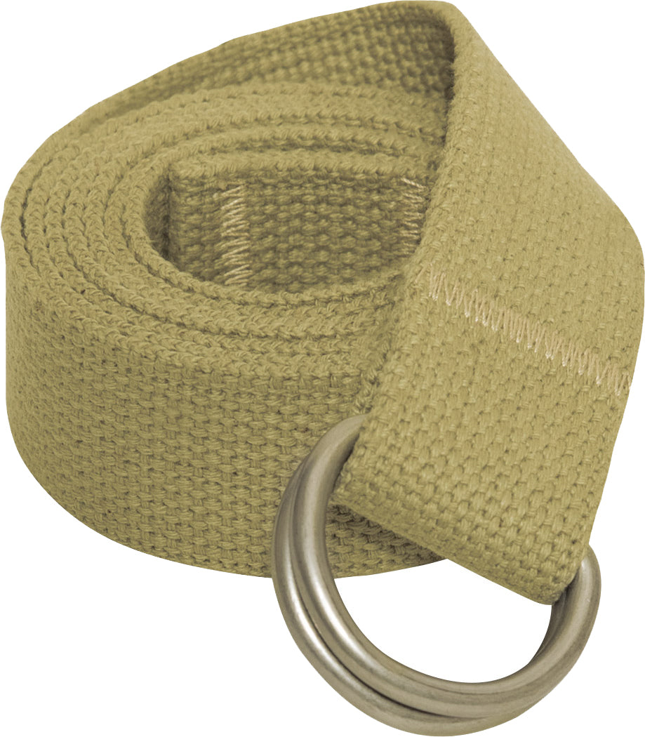 Khaki Military D-Ring Expedition Belt - Cotton Tactical Web Belt (1.25")