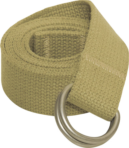 Khaki Military D-Ring Expedition Belt - Cotton Tactical Web Belt (1.25")