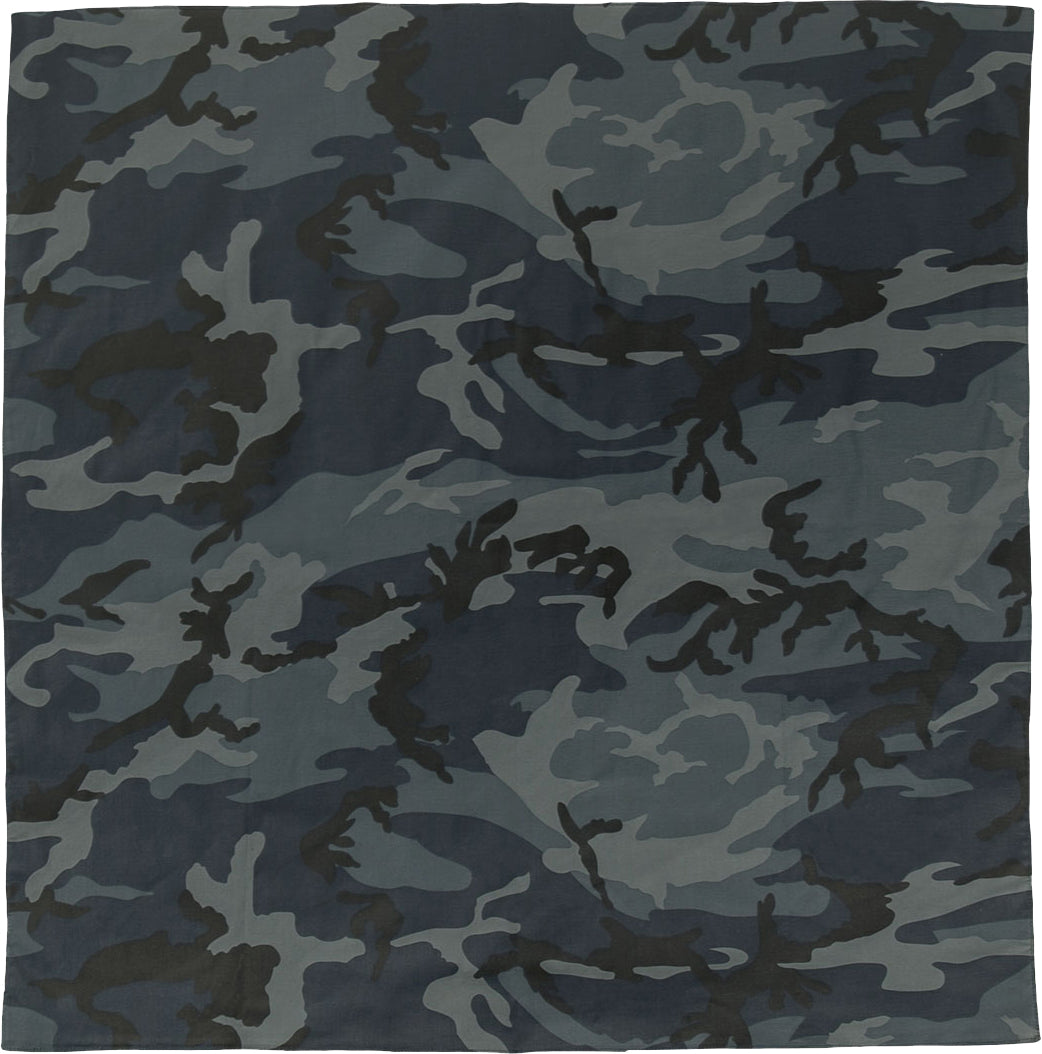 Midnight Blue Camo - Jumbo Tactical Bandana, 100% Cotton, 27" x 27"