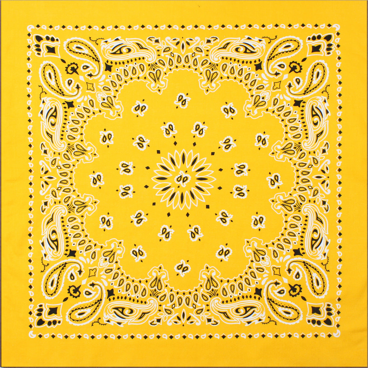 Yellow - Jumbo Trainmen Paisley Bandana, 100% Cotton, 27" x 27"