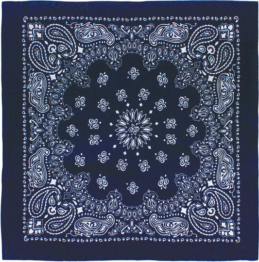 Navy Blue - Jumbo Trainmen Paisley Bandana, 100% Cotton, 27" x 27"