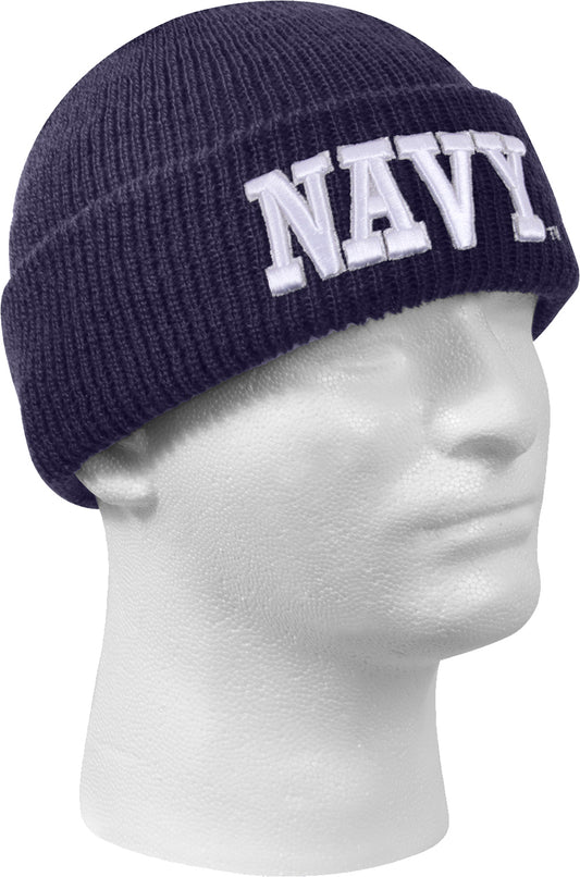 Black - Deluxe NAVY Embroidered Watch Cap for US NAVY Veterans & Soldiers