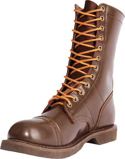 Brown Leather Jump Boots Military Tactical Combat Boots 10 Inch Duty Boots Oil Resistant