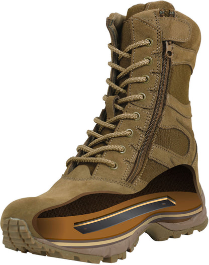 Coyote Brown - Forced Entry Deployment Boots With Side Zipper - 8 Inch