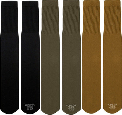 Mens Military Long Tube Socks Pair - Size 10 - 14, US Made