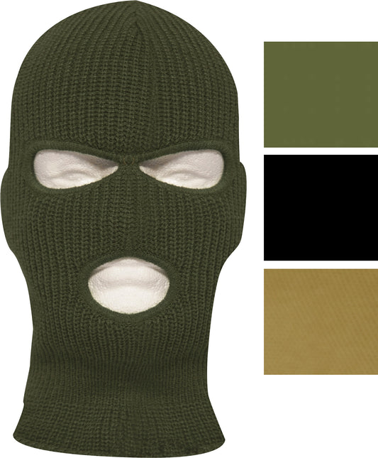 Three Hole Deluxe Face Mask - Acrylic Fine Knit Thick for Cold Weather