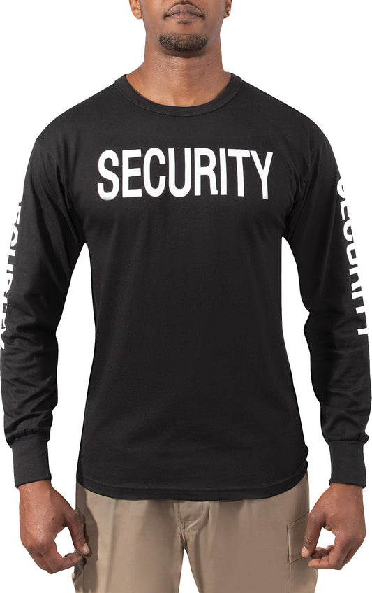 Black - SECURITY Long Sleeve T-Shirt, All Over Print, Poly/Cotton