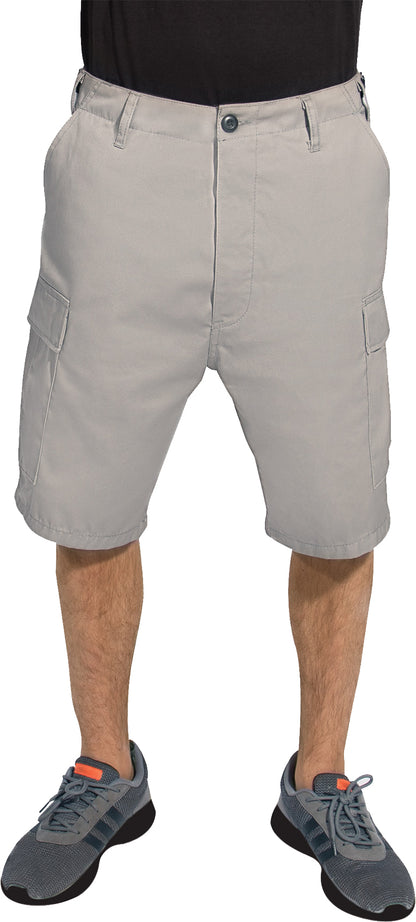 Grey - Tactical Cargo BDU Shorts - Polyester Cotton Twill - Button Fly