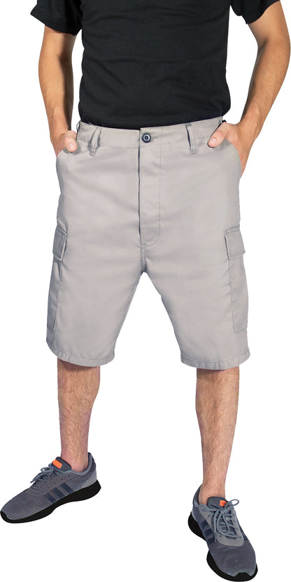 Grey - Tactical Cargo BDU Shorts - Polyester Cotton Twill - Button Fly