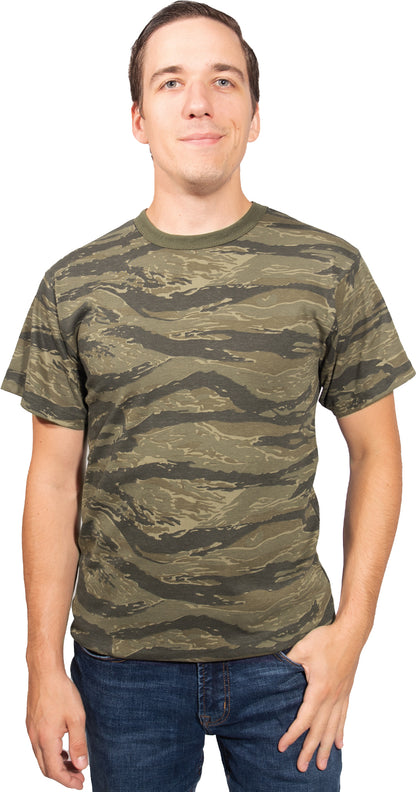 Tiger Stripe Camo - Tactical Short Sleeve Vintage T-Shirt, Poly/Cotton