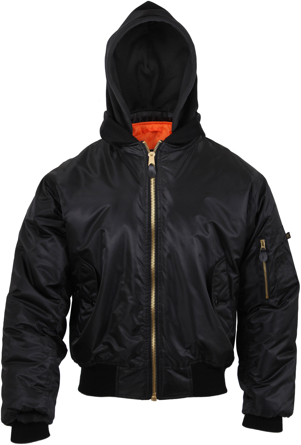 Black - Air Force MA-1 Flight Jacket Bomber US Military Style Reversible Coat with Hood