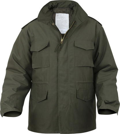 Olive Drab - Tactical M-65 Field Jacket Army Coat M65 - Poly/Cotton Twill - with Removeable Liner