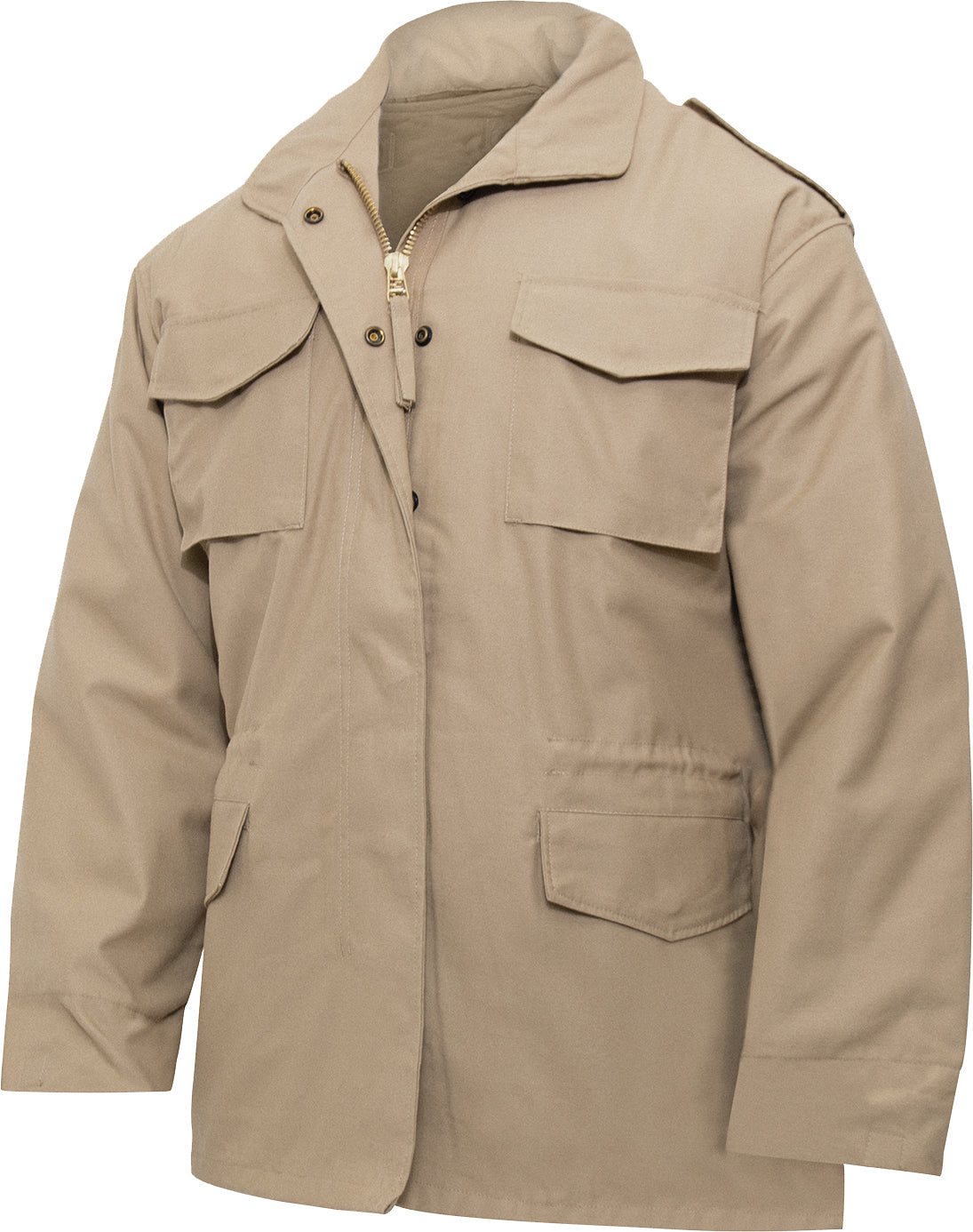 Khaki - Tactical M-65 Field Jacket Army Coat M65 - Poly/Cotton Twill - with Removeable Liner