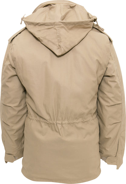 Khaki - Tactical M-65 Field Jacket Army Coat M65 - Poly/Cotton Twill - with Removeable Liner