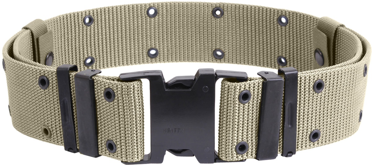 Khaki - Marine Corps Style Quick Release Pistol Belt - Adjustable 2.25 Wide Tactical Belt