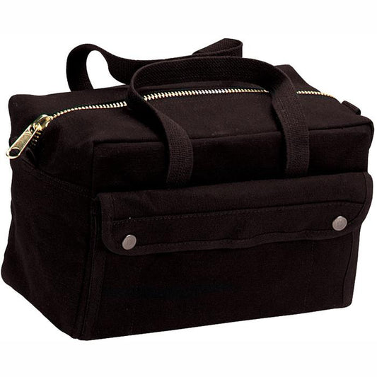 Black - Military GI Style Mechanics Tool Bag with Brass Zipper (Cotton Canvas)