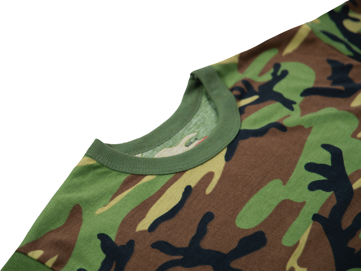 Woodland Camo - Tactical Moisture Wicking Short Sleeve T-Shirt, 100% Polyester