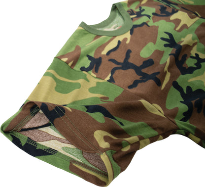 Woodland Camo - Tactical Moisture Wicking Short Sleeve T-Shirt, 100% Polyester