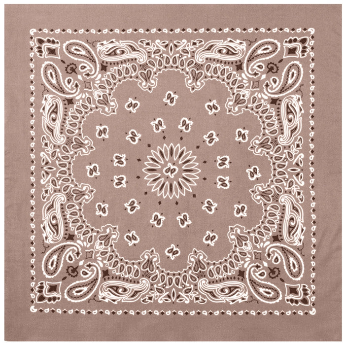 Khaki - Jumbo Trainmen Paisley Bandana, 100% Cotton, 27" x 27"