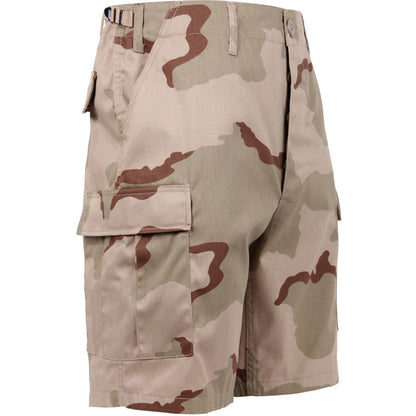 Tri-Color Desert Camouflage - Tactical Cargo BDU Shorts - Polyester Cotton Twill - Button Fly