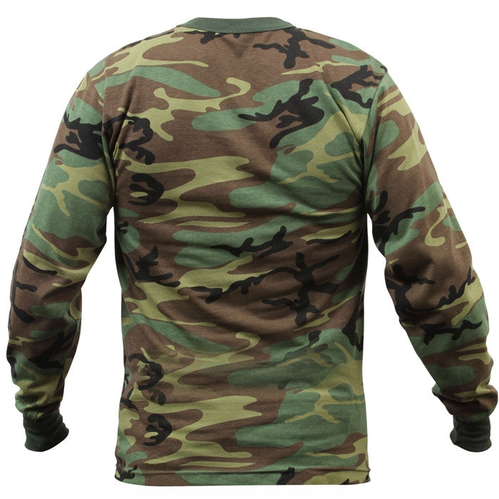 Woodland Camo - Tactical Long Sleeve T-Shirt, Poly/Cotton - Men's
