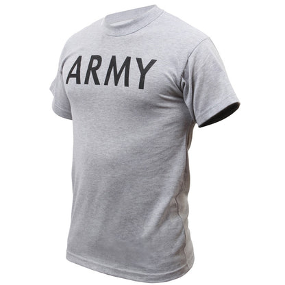 Grey - Army Physical Training T-Shirt - Workout PT Gym Shirt - Mens