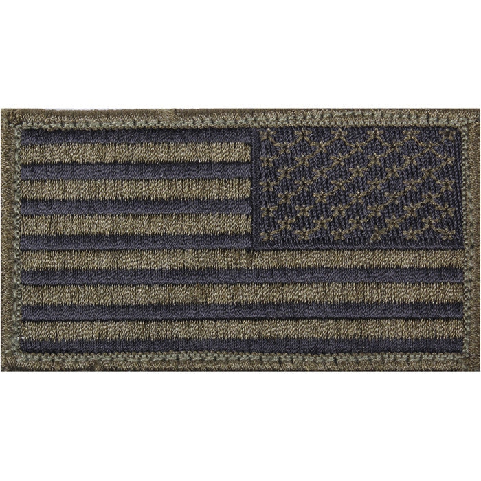 Olive Drab Black - Reversed US Flag Patch with Hook and Loop Closure