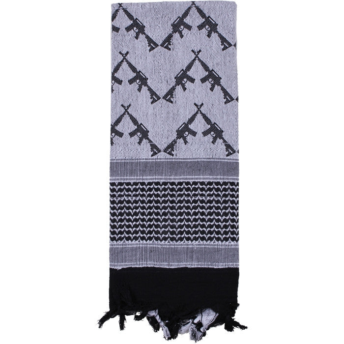 Black & White - Crossed Rifles Shemagh Tactical Desert Scarf