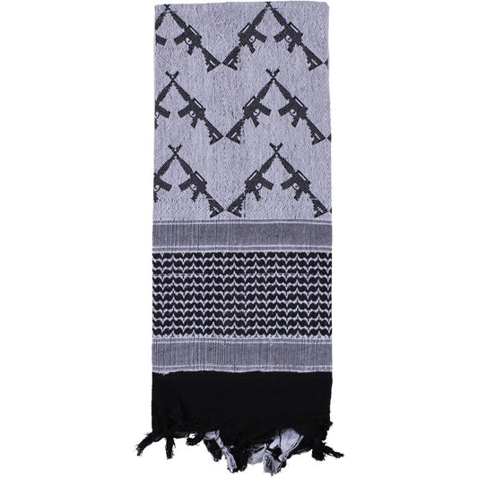 Black & White - Crossed Rifles Shemagh Tactical Desert Scarf