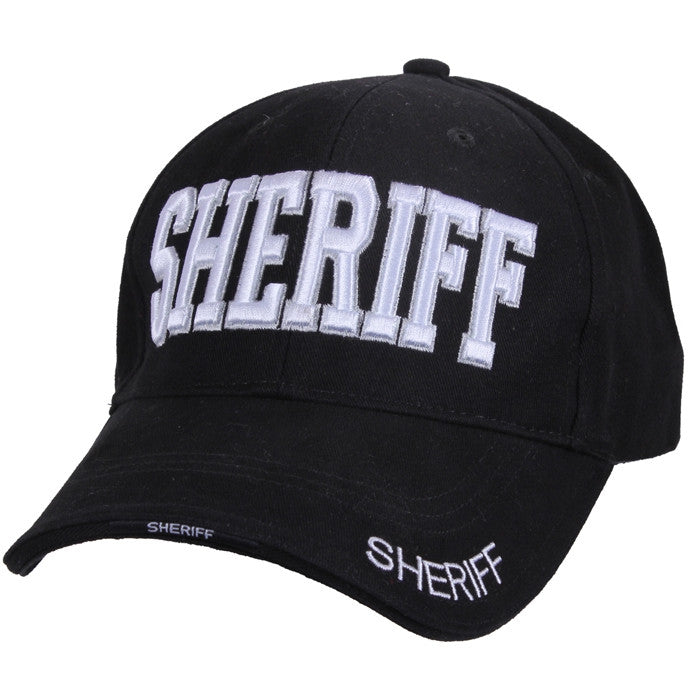 Black Deluxe Sheriff Adjustable Baseball Cap - Embroidered Law Enforcement Officer Hat