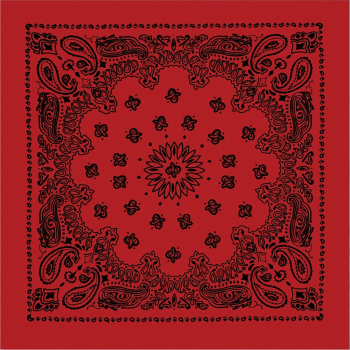 Red & Black - Jumbo Trainmen Paisley Bandana, 100% Cotton, 27" x 27"
