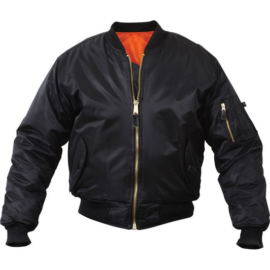 Black - Air Force MA-1 Bomber Flight Jacket Reversible Bomber Coat - Kid's