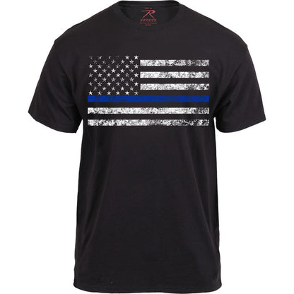 Black – Thin Blue Line USA American Flag Law Enforcement T-Shirt | Support Police Short Sleeve Tee