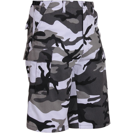 City Camo - Tactical Cargo Extra Long BDU Shorts - Polyester Cotton Twill - Zipper Fly