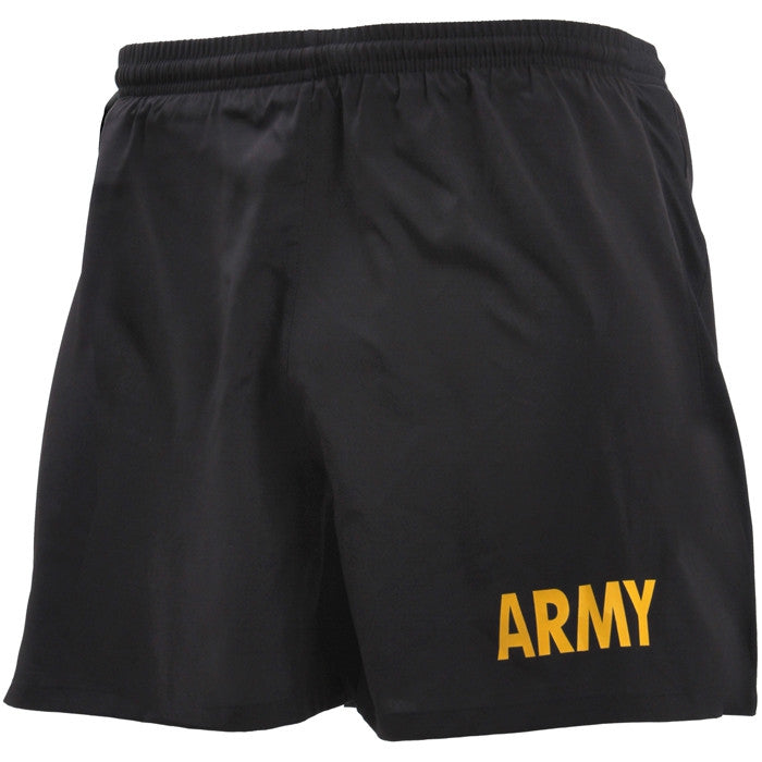 Black - Army Physical Training Shorts - APFU PT Running Active Short with Inner Liner and Hidden Pocket