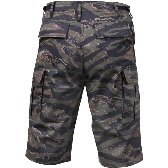 Tiger Stripe Camouflage - Tactical Cargo Extra Long BDU Shorts - Polyester Cotton Twill - Zipper Fly