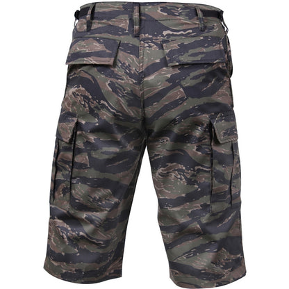 Tiger Stripe Camouflage - Tactical Cargo Extra Long BDU Shorts - Polyester Cotton Twill - Zipper Fly