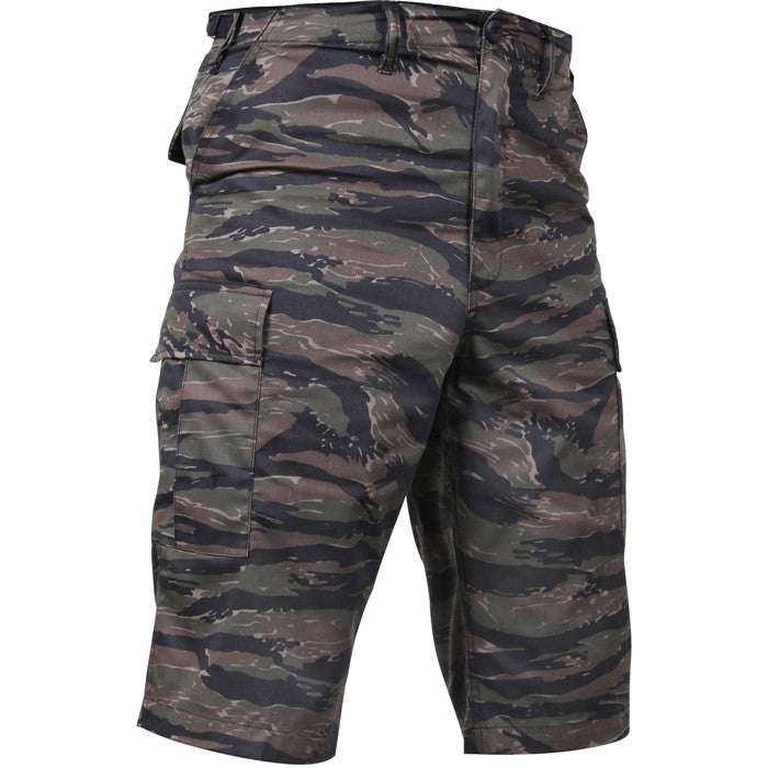 Tiger Stripe Camouflage - Tactical Cargo Extra Long BDU Shorts - Polyester Cotton Twill - Zipper Fly