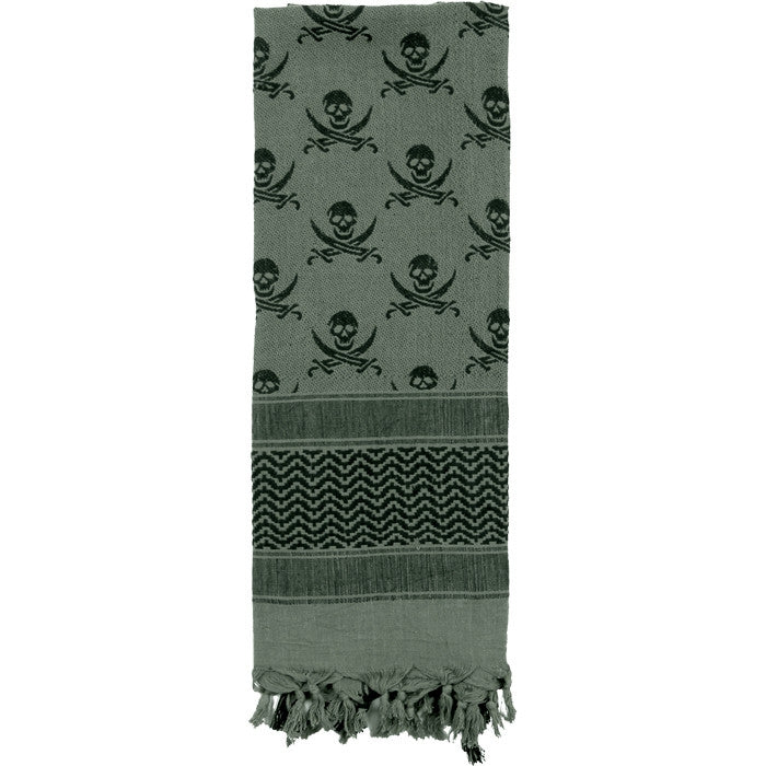 Foliage Green - Skulls & Bones Tactical Shemagh HW Cotton Desert Scarf