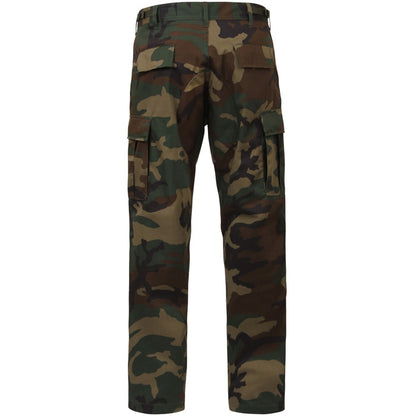 Woodland Camouflage - Tactical BDU Pants Cargo Fatigues - Poly/Cotton Twill - Zipper Fly